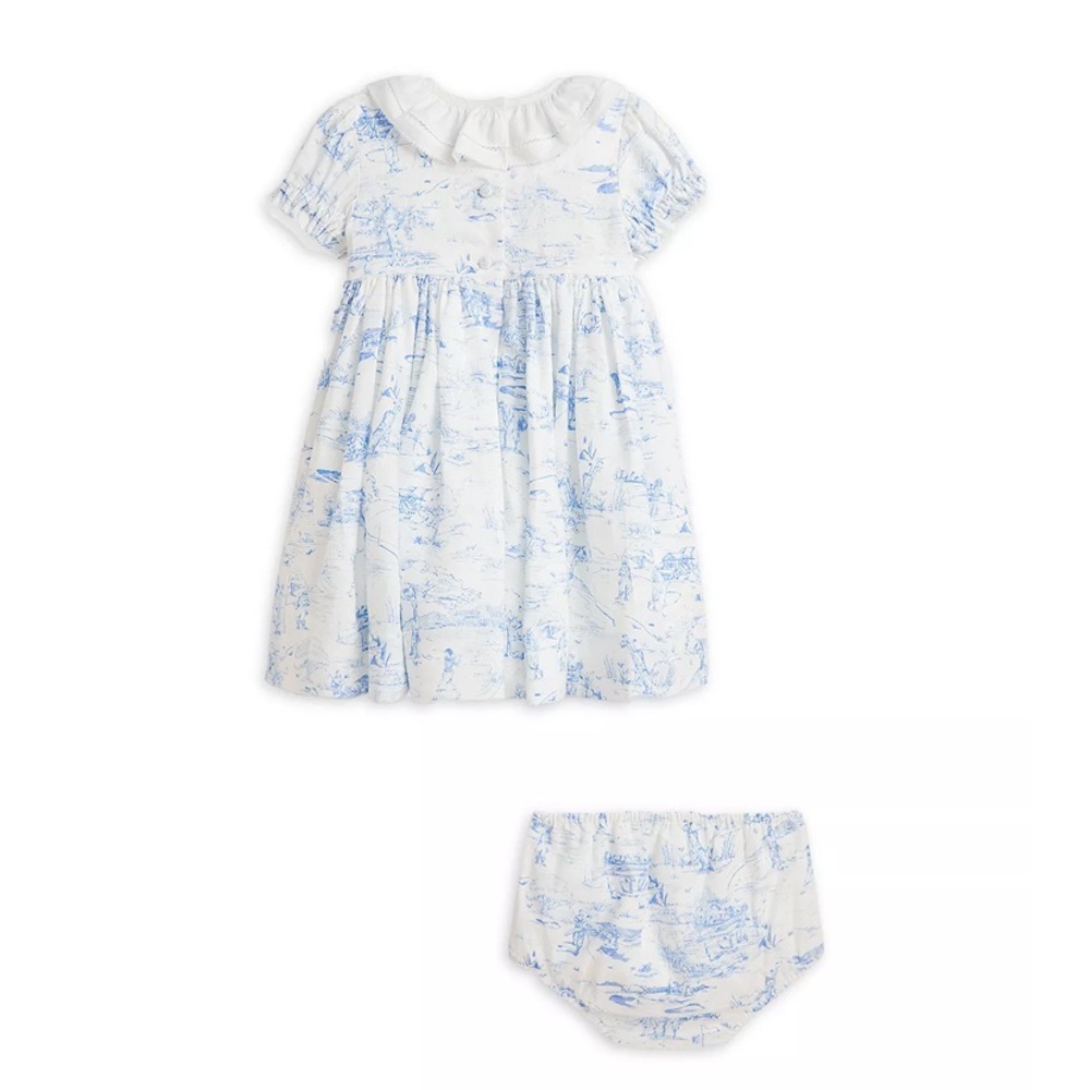 Ralph Lauren Hand-Smocked Toile Linen Dress & Bloomer